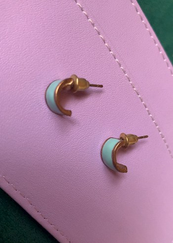 Turkuaz Tokalı Midi Kadın Küpeleri - Görsel 2