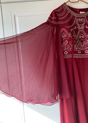 Bordo Nakışlı Uzun Kollu Kadın kınalık - Görsel 3