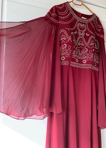 Bordo Nakışlı Uzun Kollu Kadın kınalık - Görsel 4