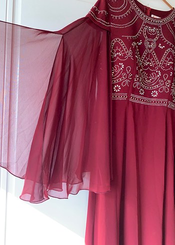 Bordo Nakışlı Uzun Kollu Kadın kınalık - Görsel 6