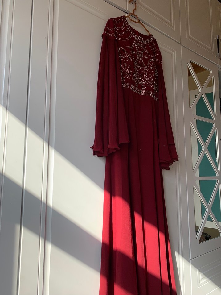 Bordo Nakışlı Uzun Kollu Kadın kınalık - Görsel 2