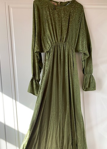 Yeşil yarasa Kollu Salaş Kadın Elbise - Görsel 3