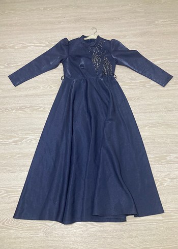 Mavi Parlak Payetli Uzun Abiye Elbise - Görsel 2