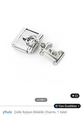 Çelik İtalyan Bileklik Charmı E Harfi - Görsel 3