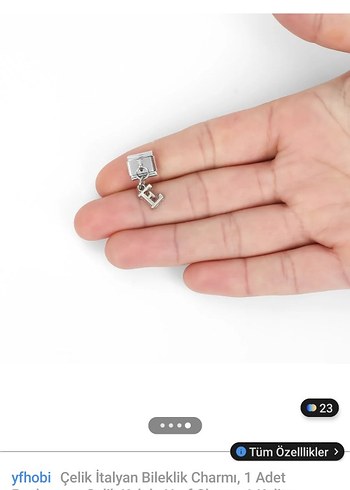 Çelik İtalyan Bileklik Charmı E Harfi - Görsel 4