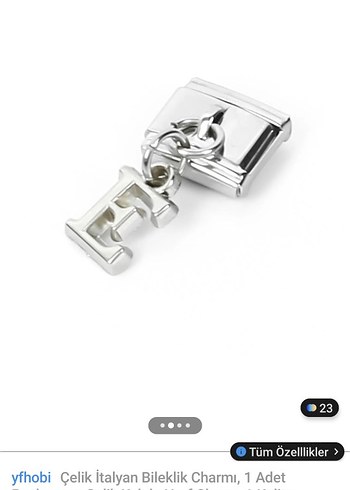 Çelik İtalyan Bileklik Charmı E Harfi - Görsel 2