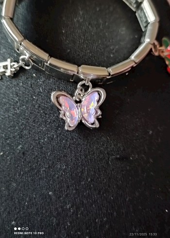 Pembe Kelebek Figürlü Kadın İtalyan Charm - Görsel 3