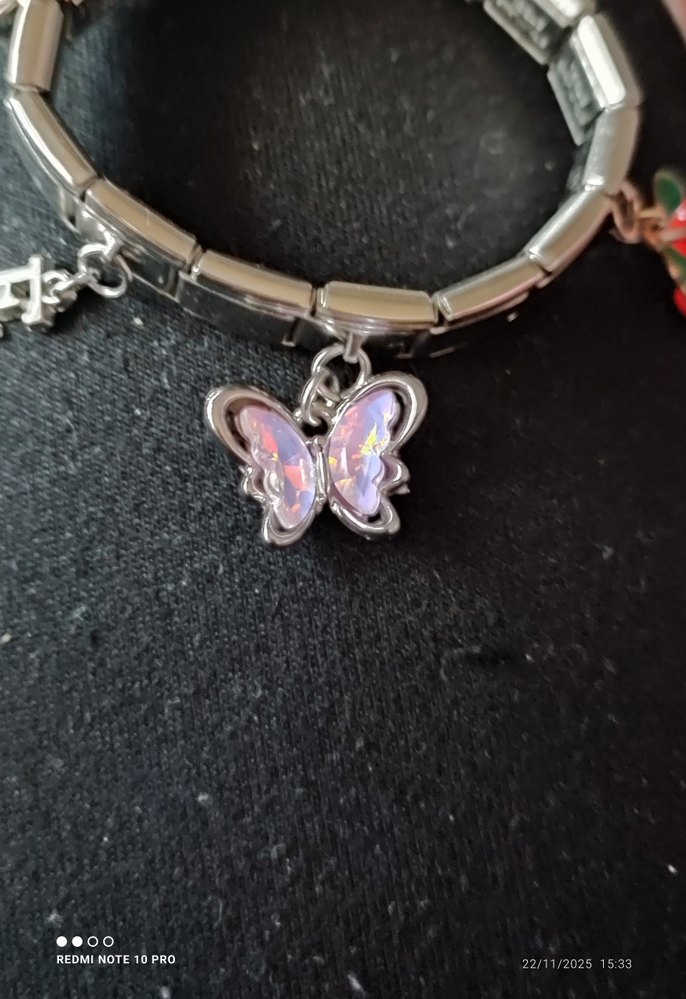 Pembe Kelebek Figürlü Kadın İtalyan Charm - Görsel 3