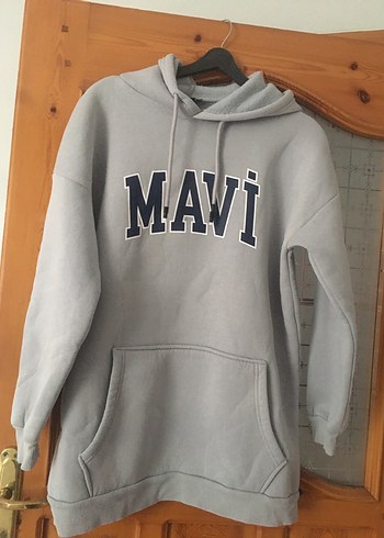 Gri Kapüşonlu Kadın Sweatshirt MAVİ