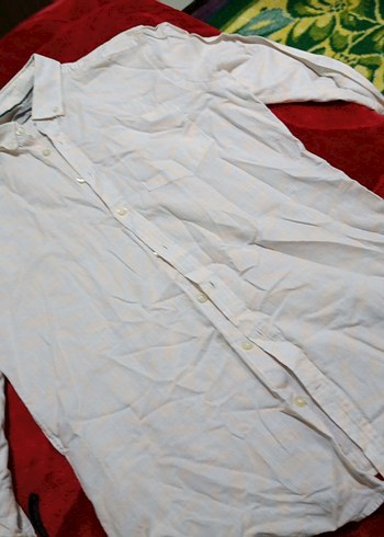 Uzun Kollu Beyaz Keten Erkek Gömlek - Görsel 4