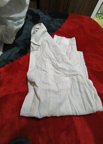 Uzun Kollu Beyaz Keten Erkek Gömlek - Görsel 8