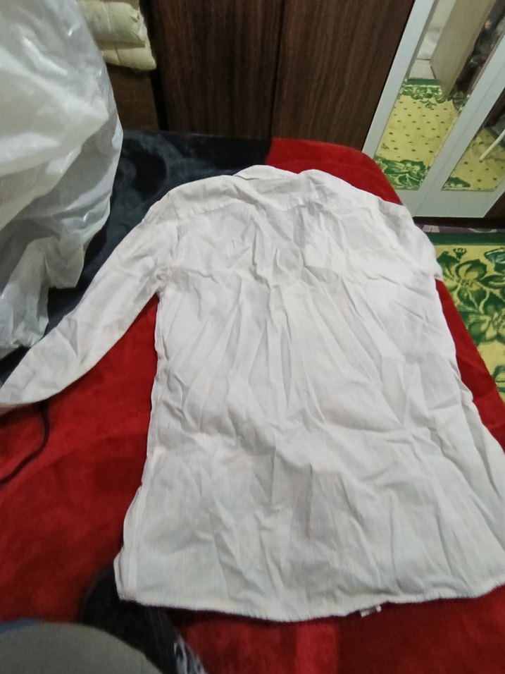 Uzun Kollu Beyaz Keten Erkek Gömlek - Görsel 5