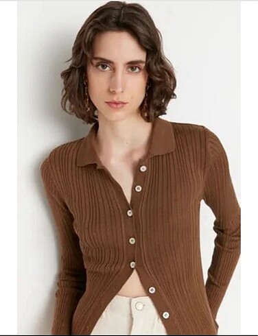 kahverengi beli saran slim fit bluz