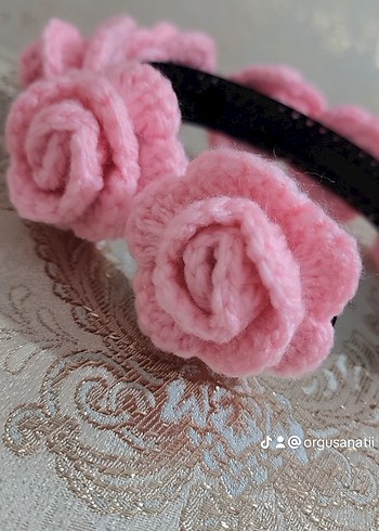 Accessorize Pembe Örgü Çiçekli Saç Bandı