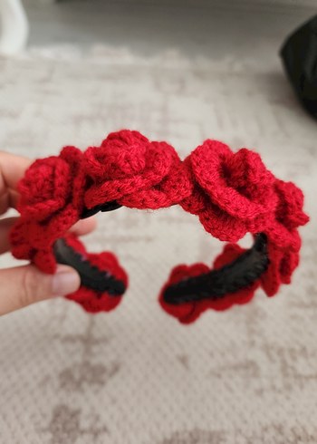Accessorize Kırmızı cicek Örgü Saç Bandı