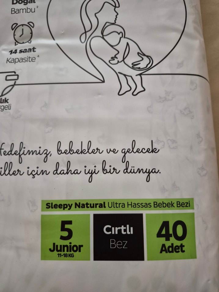Sleepy Natural Junior 5 Numara 40 Adet Bebek Bezi - Görsel 2