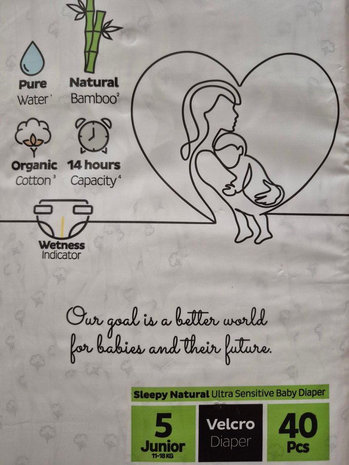 Sleepy Natural Junior 5 Numara 40 Adet Bebek Bezi - Görsel 3