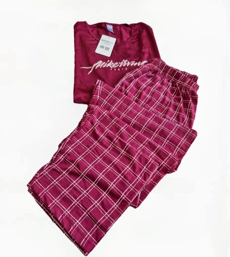 Bordo Uzun Kollu Rahat Kadın Pijama Takımı XL beden - Görsel 2