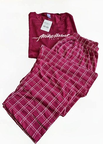 Diğer Bordo Uzun Kollu Rahat Kadın Pijama Takımı 2XL beden