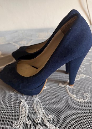 36 Beden Mavi Süet Kadın Topuklu Stiletto