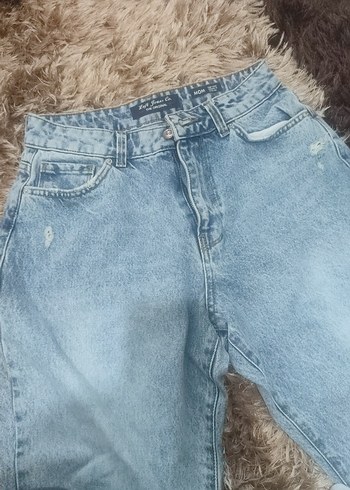 42 Beden Kadın Mavi Bol Kesim Denim Pantolon