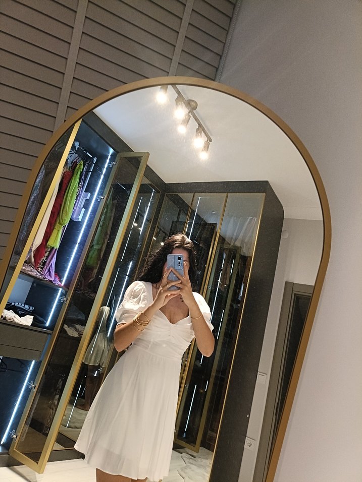 Beyaz Straplez Mini Gelinlik - Görsel 3