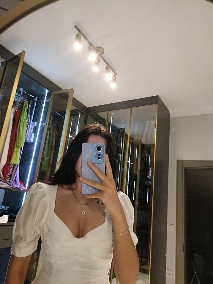 Beyaz Straplez Mini Gelinlik - Görsel 2