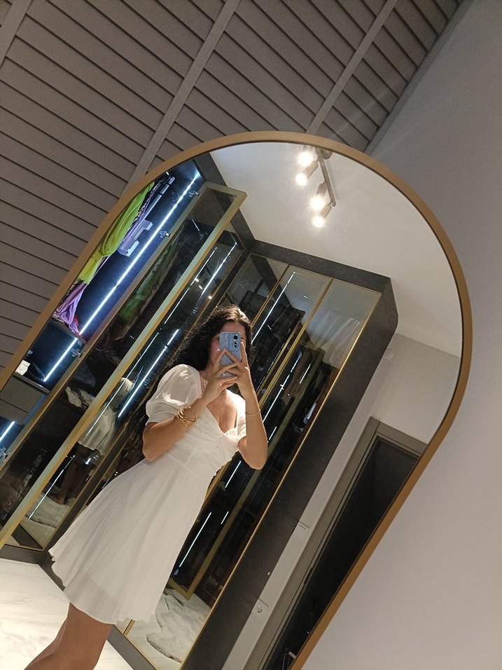 Beyaz Straplez Mini Gelinlik - Görsel 4