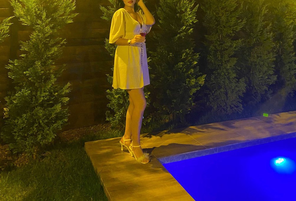 Keten V yaka mini elbise plaj veya parti elbisesi - Görsel 2