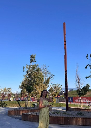 Sarı Uzun Bağcıklı Bohem Elbise - Görsel 3