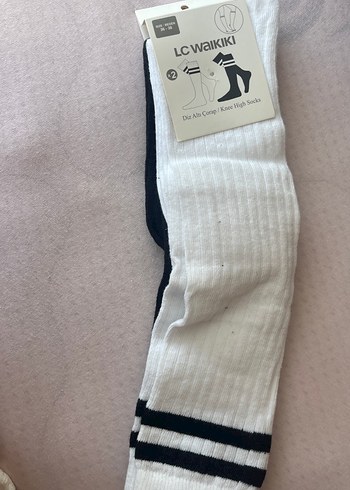 LC Waikiki kız diz altı çorap ikili beyaz siyah