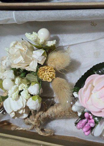 Siyah Damat Papyon Seti kuşak, papyon,çiçekleri - Görsel 3