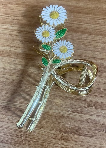 Beyaz Seramik Papatya Saç Tokası - Görsel 2