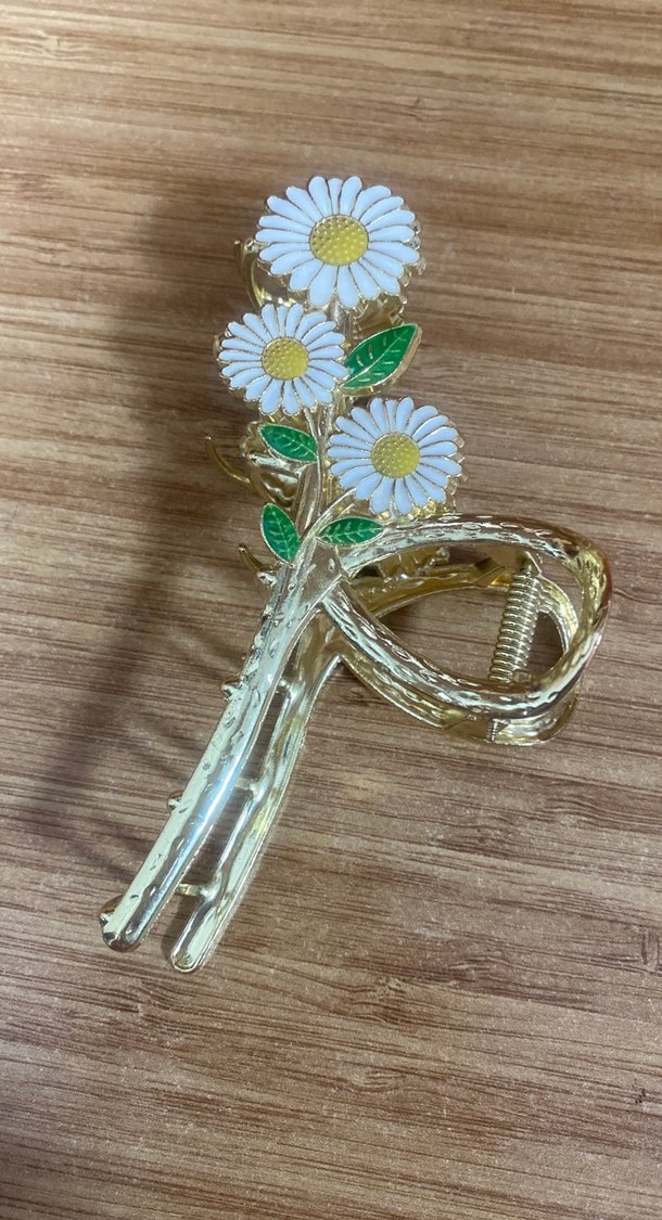 Beyaz Seramik Papatya Saç Tokası - Görsel 2