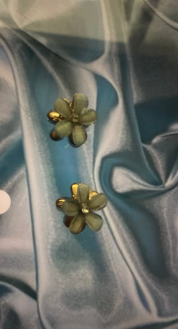 Yeşil Şeffaf Cam Çiçek Saç Aksesuarı - Görsel 2