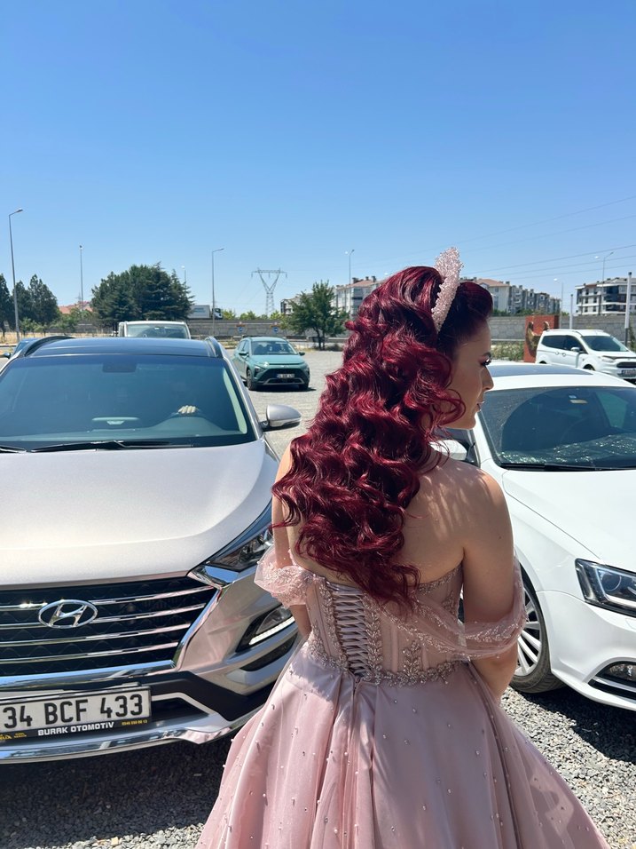 Pudra İşlemeli Straplez Nişan Elbisesi - Görsel 4