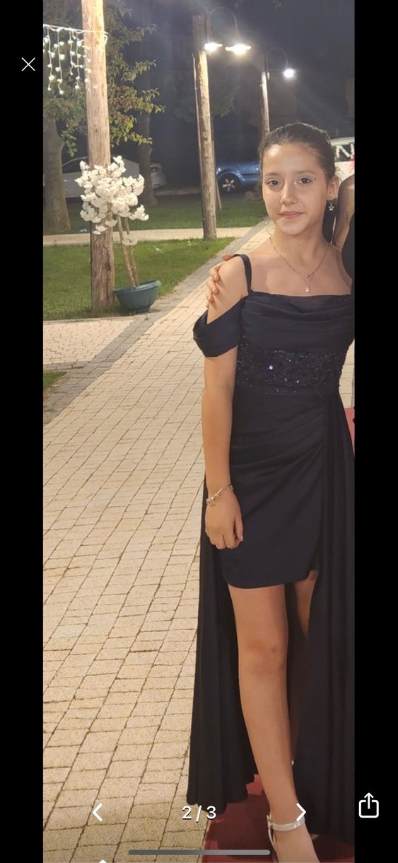 Lacivert Drapeli Uzun Abiye Elbise - Görsel 3