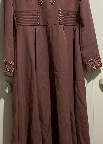 Uzun Kollu İşlemeli Boncuklu Vintage Abiye - Görsel 2