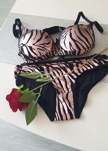 Pembe Zebra Desenli Mini Sütyen Takımı