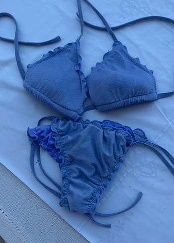 Calzedonia Mavi Fırfırlı İpli Mini Bikini