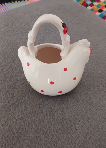 Renkli Uğur Böcekli Seramik Küçük Sepet - Görsel 2