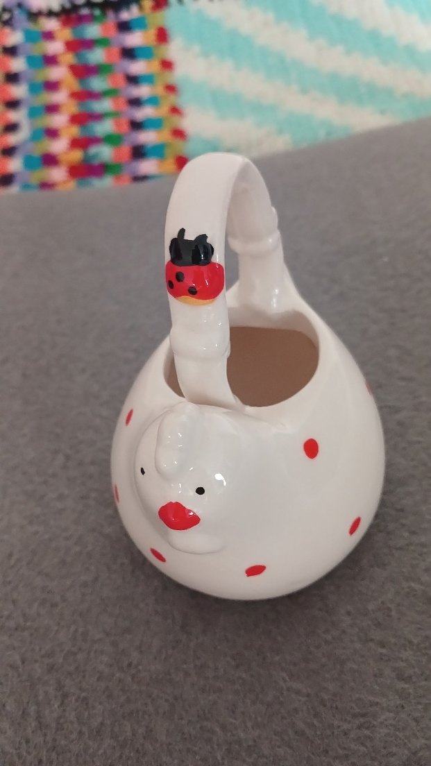 Renkli Uğur Böcekli Seramik Küçük Sepet - Görsel 4