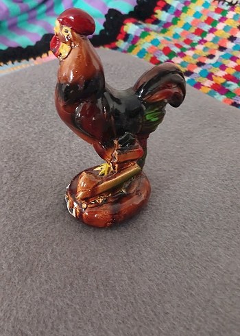 Koyu kahverengi horoz figürü - Görsel 2