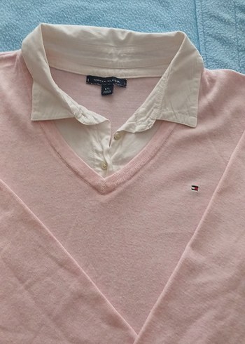 Pembe Yaka Detaylı Uzun Kollu Kadın Triko - Görsel 2