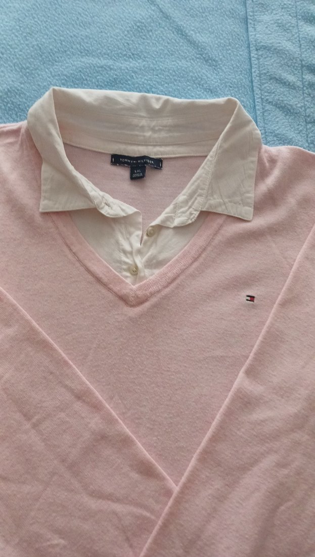 Pembe Yaka Detaylı Uzun Kollu Kadın Triko - Görsel 2