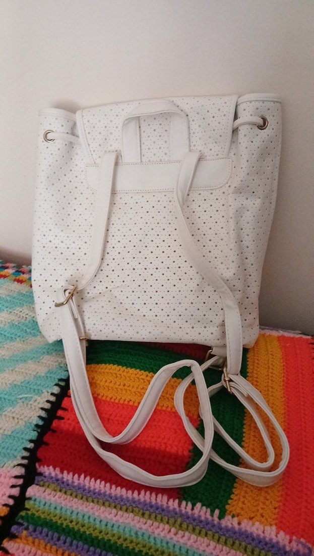 Beyaz  Bohem Sırt Çantası Püsküllü - Görsel 3
