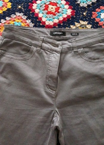 Gri  Bohem Kadın Kumaş Pantolon - Görsel 3