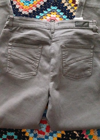 Gri  Bohem Kadın Kumaş Pantolon - Görsel 4