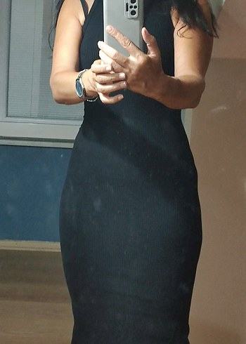 Bershka Siyah Midi Kalem Elbise