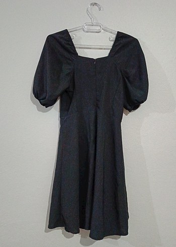 Düğmeli Siyah Midi Elbise - Görsel 3